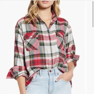 Wrangler Magenta Red Plaid Flannel Shirt